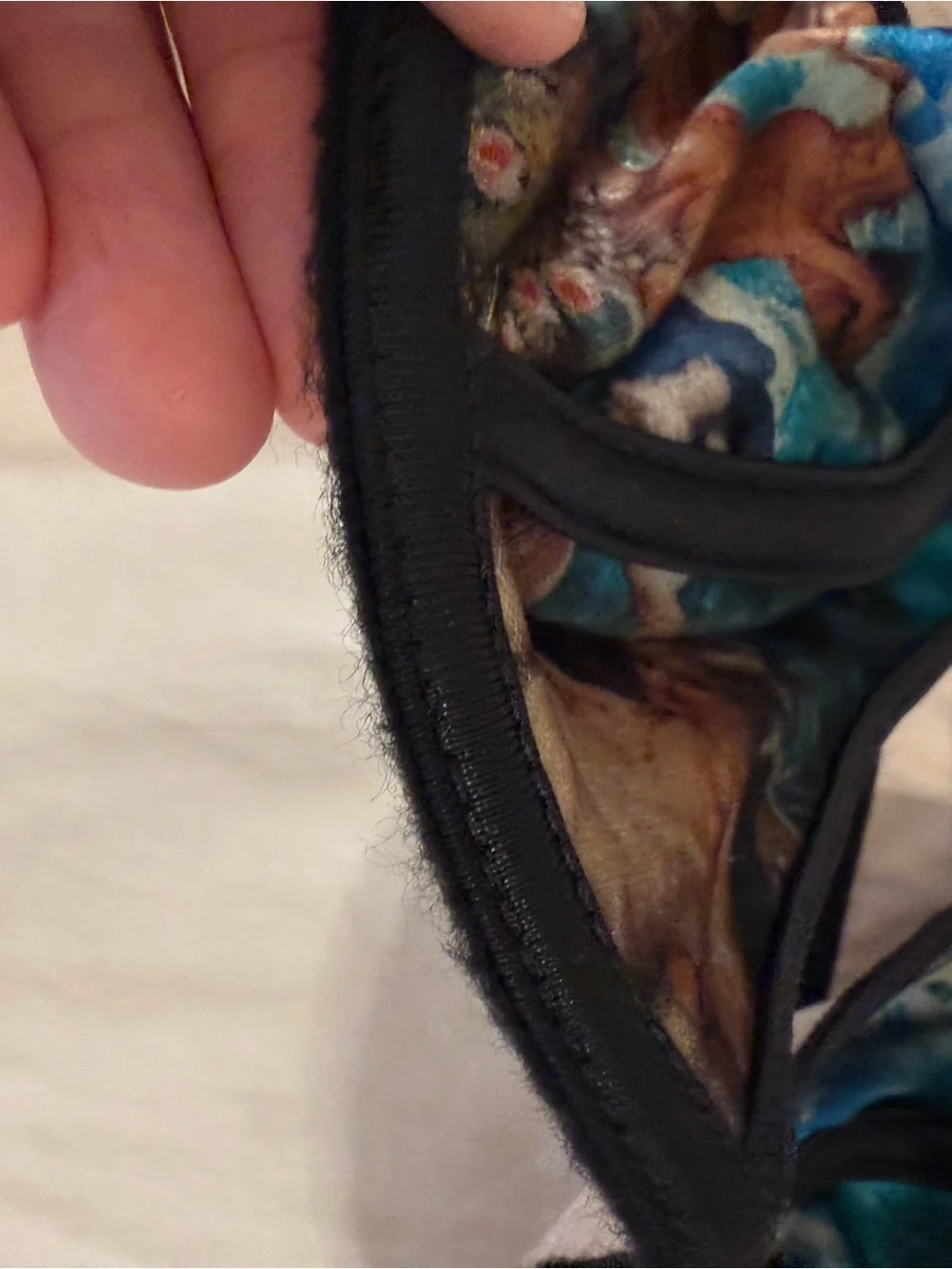 Teal Marble Triangle Bikini Set with Black Accents